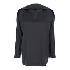 Phoebe Philo Women Black High Neck Top With Glossy Finish In Silk Woman